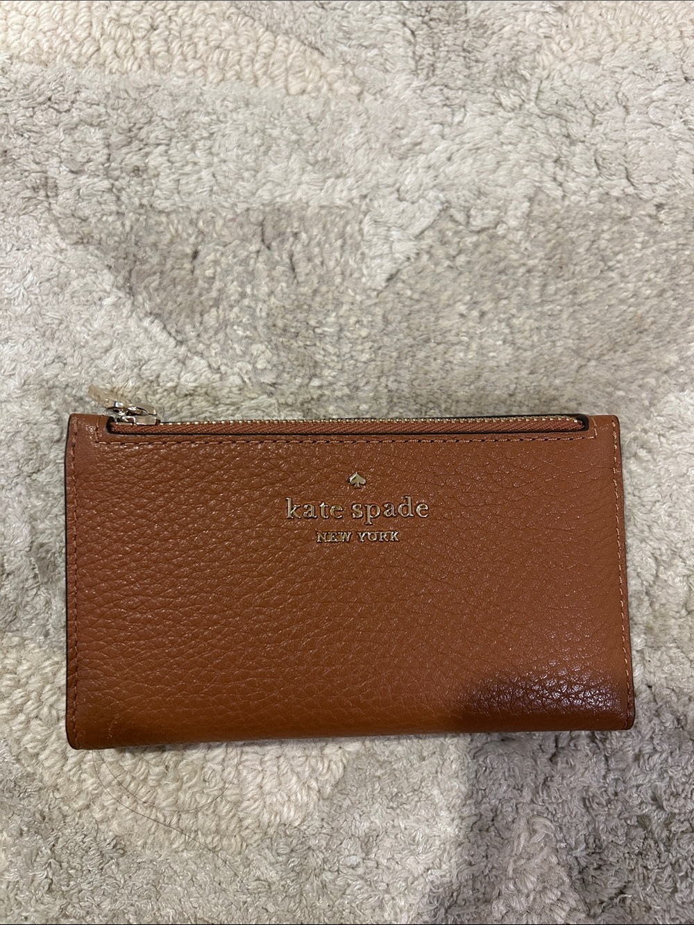 kate spade tan pebbled leather wallet
